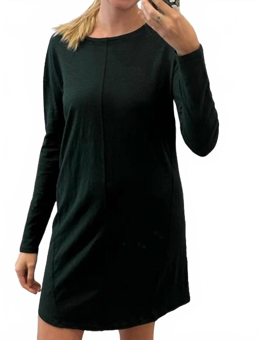 NEW BOBI long sleeve seamed dreess in mossy green